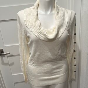 White House Black Market Cream Cowl Neck Sweater